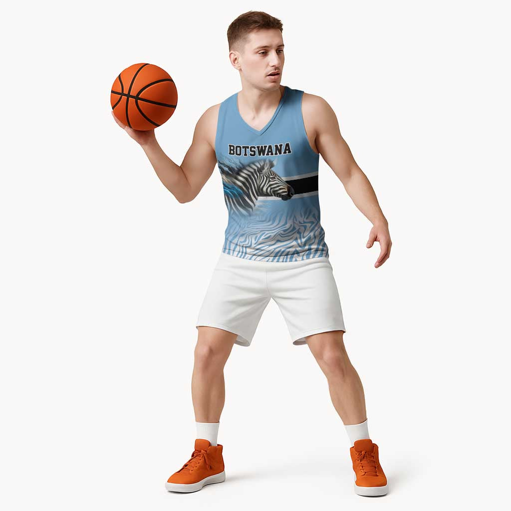 Botswana Independence Day 1966 Basketball Jersey Tribal Zebra Skins Pattern - Wonder Print Shop