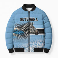Botswana Independence Day 1966 Bomber Puffer Jacket Tribal Zebra Skins Pattern - Wonder Print Shop
