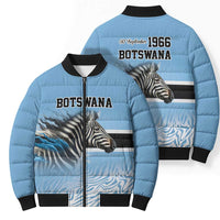 Botswana Independence Day 1966 Bomber Puffer Jacket Tribal Zebra Skins Pattern - Wonder Print Shop