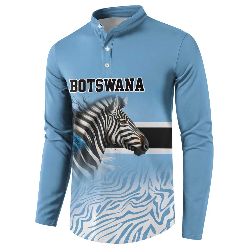 Botswana Independence Day 1966 Button Sweatshirt Tribal Zebra Skins Pattern - Wonder Print Shop