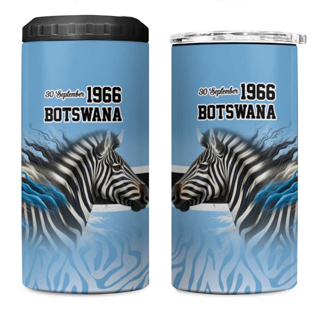Botswana Independence Day 1966 4 in 1 Can Cooler Tumbler Tribal Zebra Skins Pattern - Wonder Print Shop