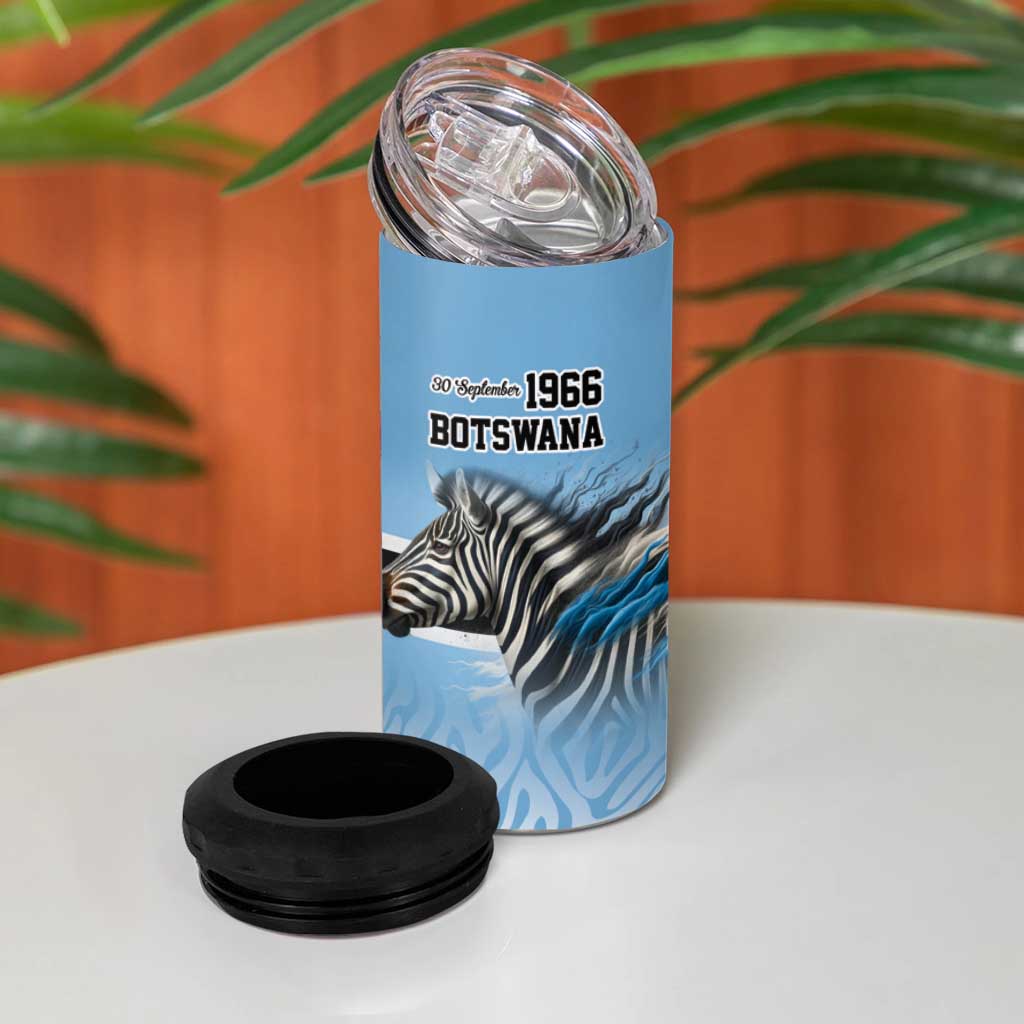 Botswana Independence Day 1966 4 in 1 Can Cooler Tumbler Tribal Zebra Skins Pattern - Wonder Print Shop