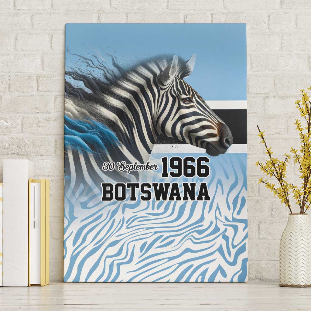 Botswana Independence Day 1966 Canvas Wall Art Tribal Zebra Skins Pattern - Wonder Print Shop
