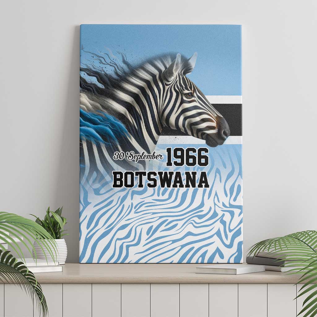 Botswana Independence Day 1966 Canvas Wall Art Tribal Zebra Skins Pattern - Wonder Print Shop