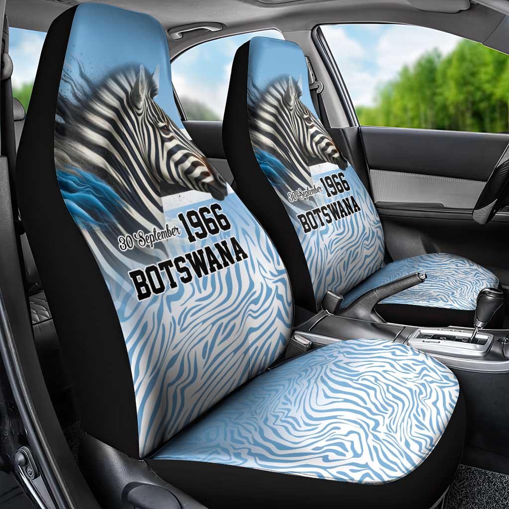Botswana Independence Day 1966 Car Seat Cover Tribal Zebra Skins Pattern - Wonder Print Shop