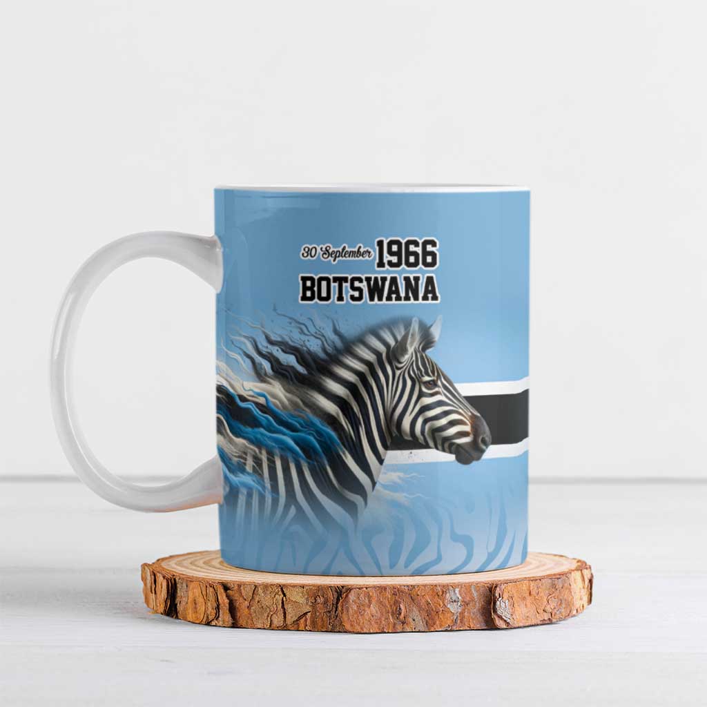 Botswana Independence Day 1966 Ceramic Mug Tribal Zebra Skins Pattern - Wonder Print Shop
