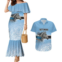 Botswana Independence Day 1966 Couples Matching Mermaid Dress and Hawaiian Shirt Tribal Zebra Skins Pattern - Wonder Print Shop