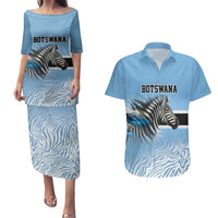 Botswana Independence Day 1966 Couples Matching Puletasi and Hawaiian Shirt Tribal Zebra Skins Pattern - Wonder Print Shop