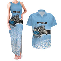 Botswana Independence Day 1966 Couples Matching Tank Maxi Dress and Hawaiian Shirt Tribal Zebra Skins Pattern - Wonder Print Shop
