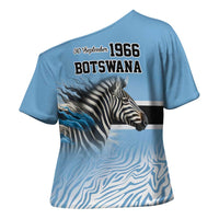 Botswana Independence Day 1966 Cross Shoulder Shirt Tribal Zebra Skins Pattern - Wonder Print Shop