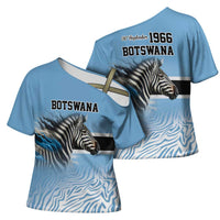 Botswana Independence Day 1966 Cross Shoulder Shirt Tribal Zebra Skins Pattern - Wonder Print Shop