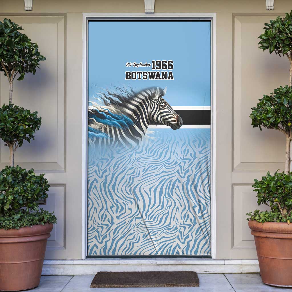 Botswana Independence Day 1966 Door Cover Tribal Zebra Skins Pattern - Wonder Print Shop