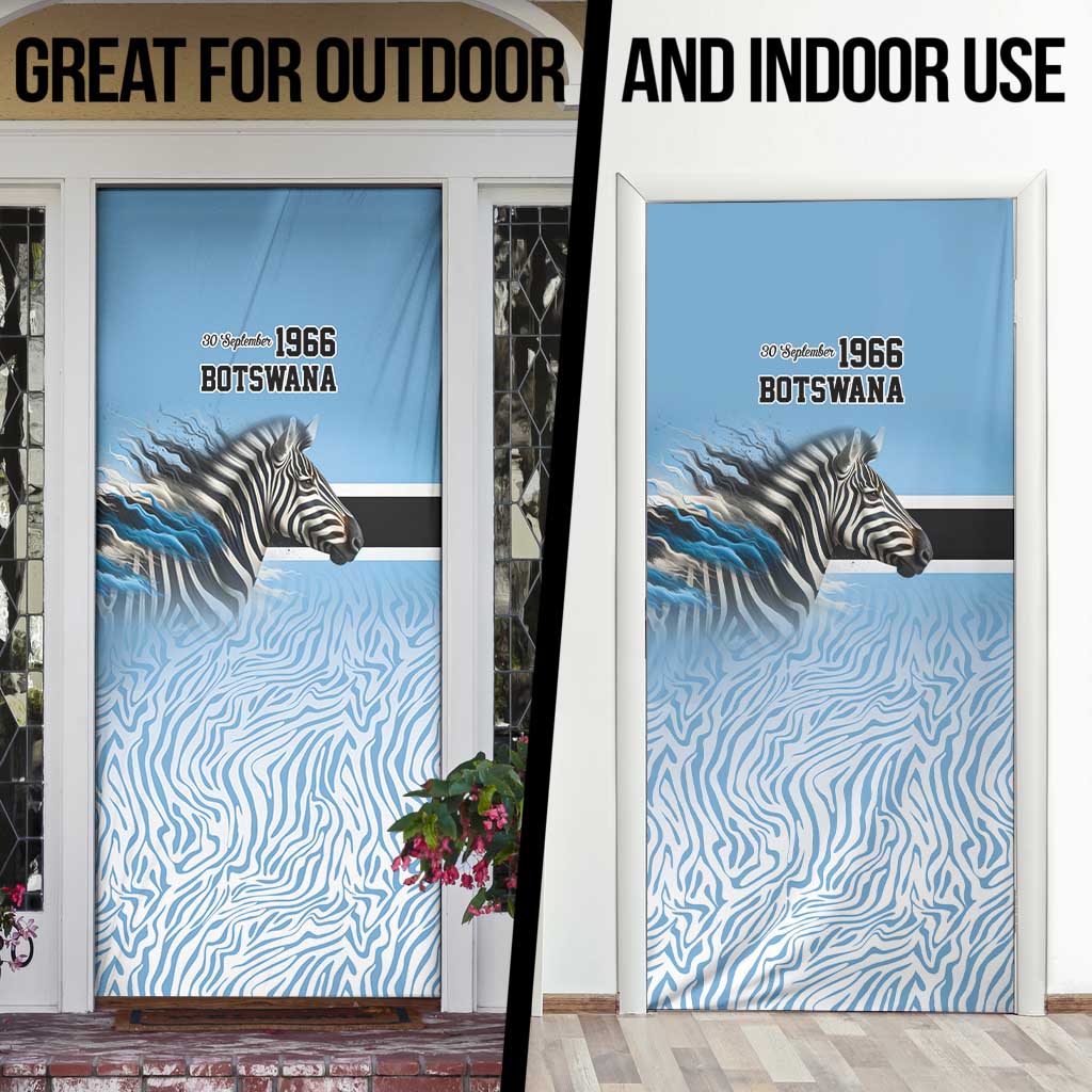 Botswana Independence Day 1966 Door Cover Tribal Zebra Skins Pattern - Wonder Print Shop