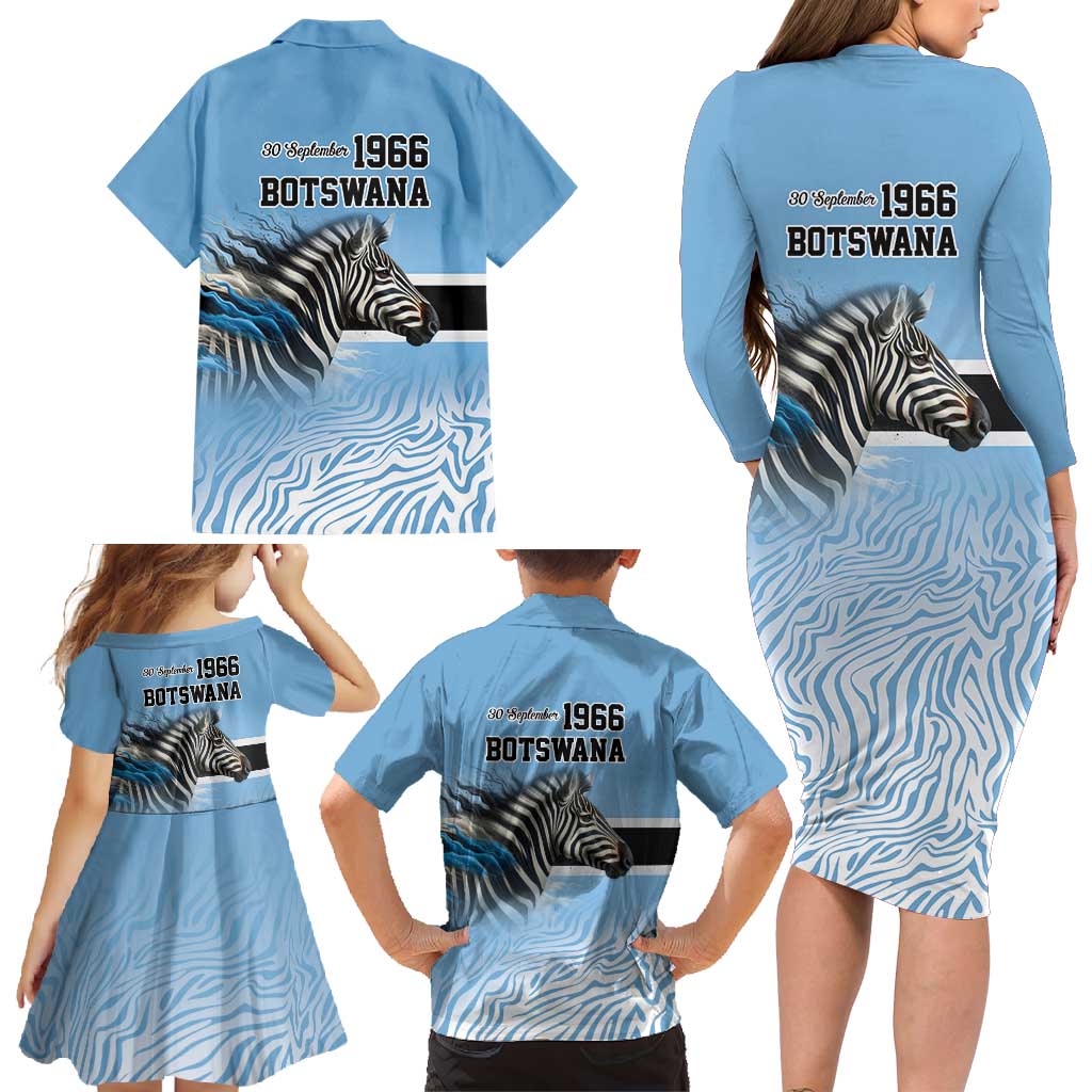 Botswana Independence Day 1966 Family Matching Long Sleeve Bodycon Dress and Hawaiian Shirt Tribal Zebra Skins Pattern - Wonder Print Shop