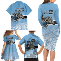 Botswana Independence Day 1966 Family Matching Long Sleeve Bodycon Dress and Hawaiian Shirt Tribal Zebra Skins Pattern - Wonder Print Shop