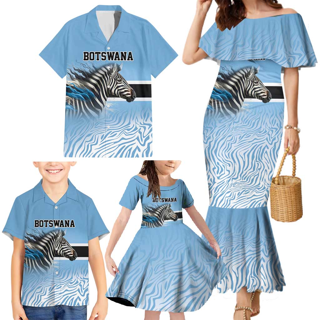 Botswana Independence Day 1966 Family Matching Mermaid Dress and Hawaiian Shirt Tribal Zebra Skins Pattern - Wonder Print Shop