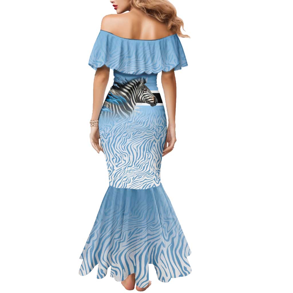 Botswana Independence Day 1966 Family Matching Mermaid Dress and Hawaiian Shirt Tribal Zebra Skins Pattern - Wonder Print Shop