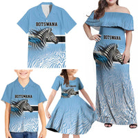 Botswana Independence Day 1966 Family Matching Off Shoulder Maxi Dress and Hawaiian Shirt Tribal Zebra Skins Pattern - Wonder Print Shop