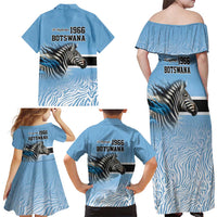 Botswana Independence Day 1966 Family Matching Off Shoulder Maxi Dress and Hawaiian Shirt Tribal Zebra Skins Pattern - Wonder Print Shop