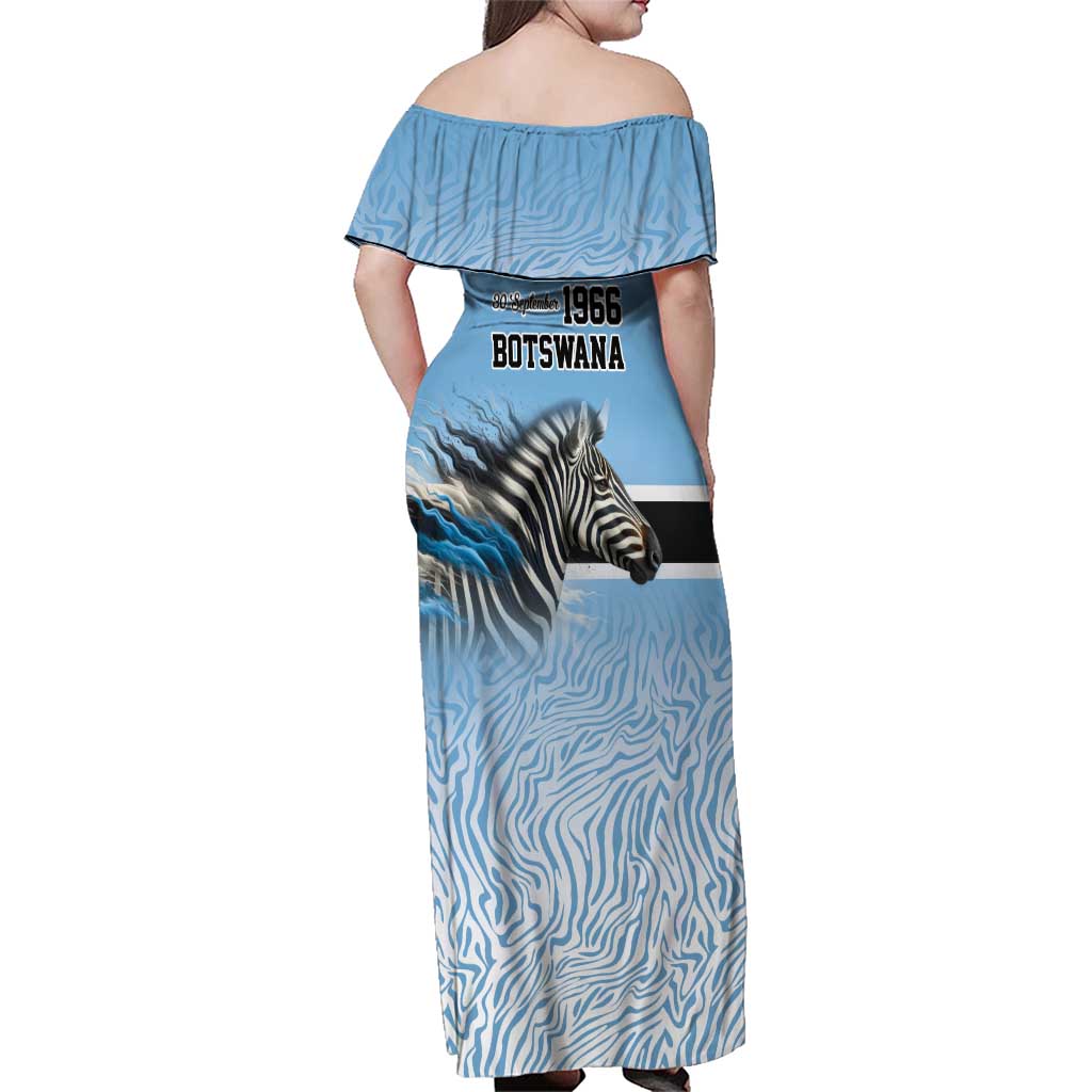 Botswana Independence Day 1966 Family Matching Off Shoulder Maxi Dress and Hawaiian Shirt Tribal Zebra Skins Pattern - Wonder Print Shop