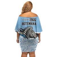 Botswana Independence Day 1966 Family Matching Off Shoulder Short Dress and Hawaiian Shirt Tribal Zebra Skins Pattern - Wonder Print Shop
