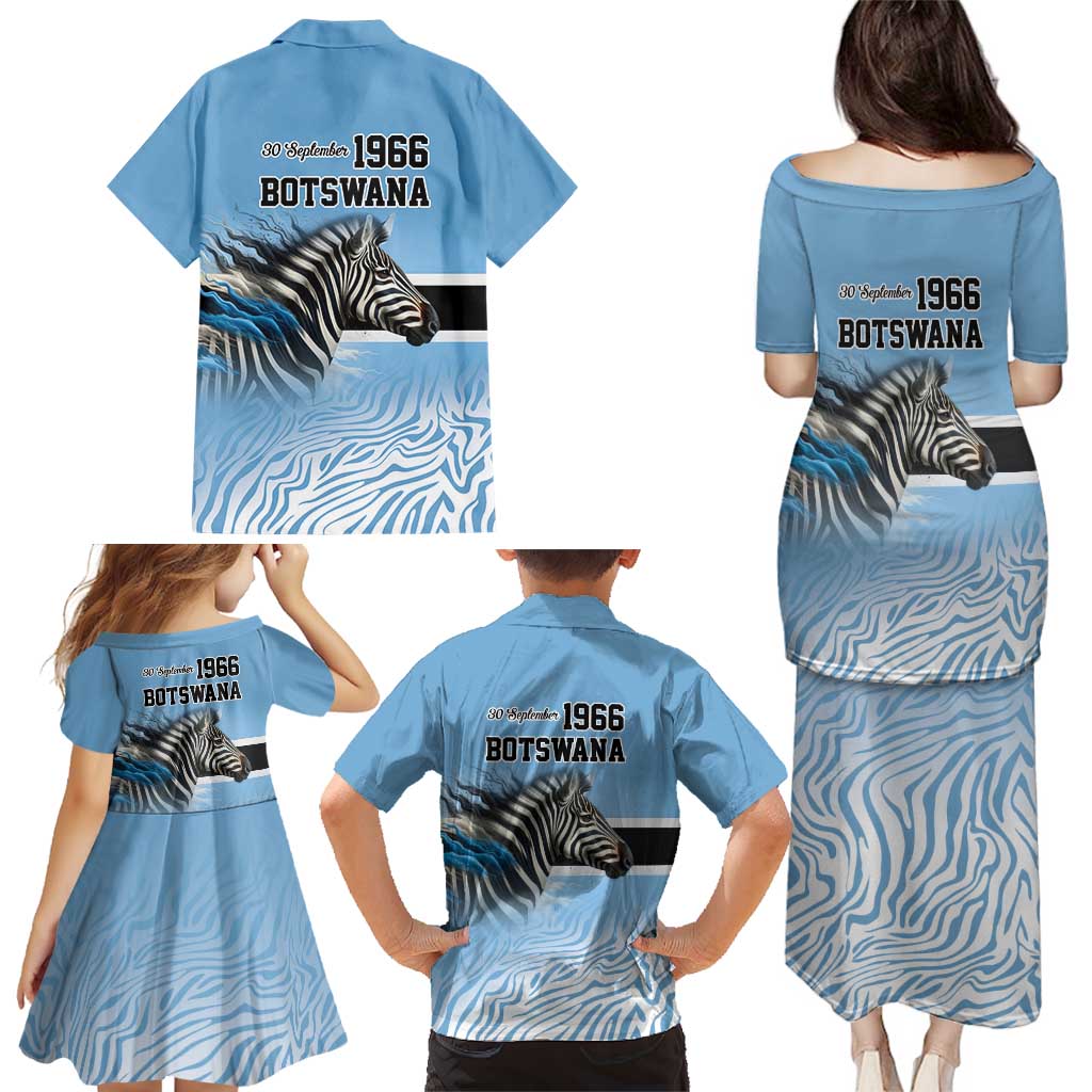 Botswana Independence Day 1966 Family Matching Puletasi and Hawaiian Shirt Tribal Zebra Skins Pattern - Wonder Print Shop