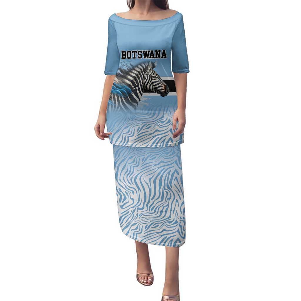 Botswana Independence Day 1966 Family Matching Puletasi and Hawaiian Shirt Tribal Zebra Skins Pattern - Wonder Print Shop