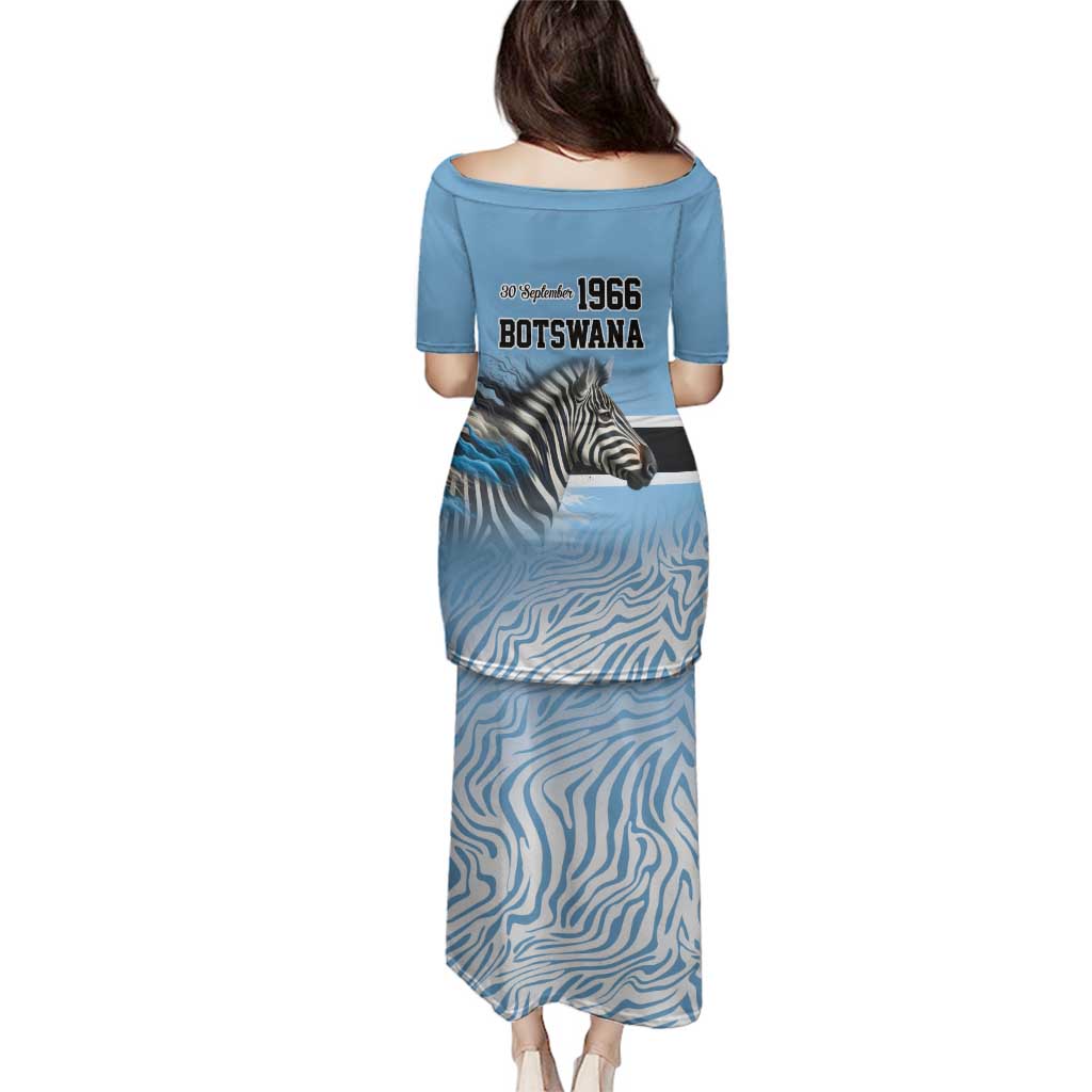 Botswana Independence Day 1966 Family Matching Puletasi and Hawaiian Shirt Tribal Zebra Skins Pattern - Wonder Print Shop