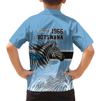 Botswana Independence Day 1966 Family Matching Short Sleeve Bodycon Dress and Hawaiian Shirt Tribal Zebra Skins Pattern - Wonder Print Shop