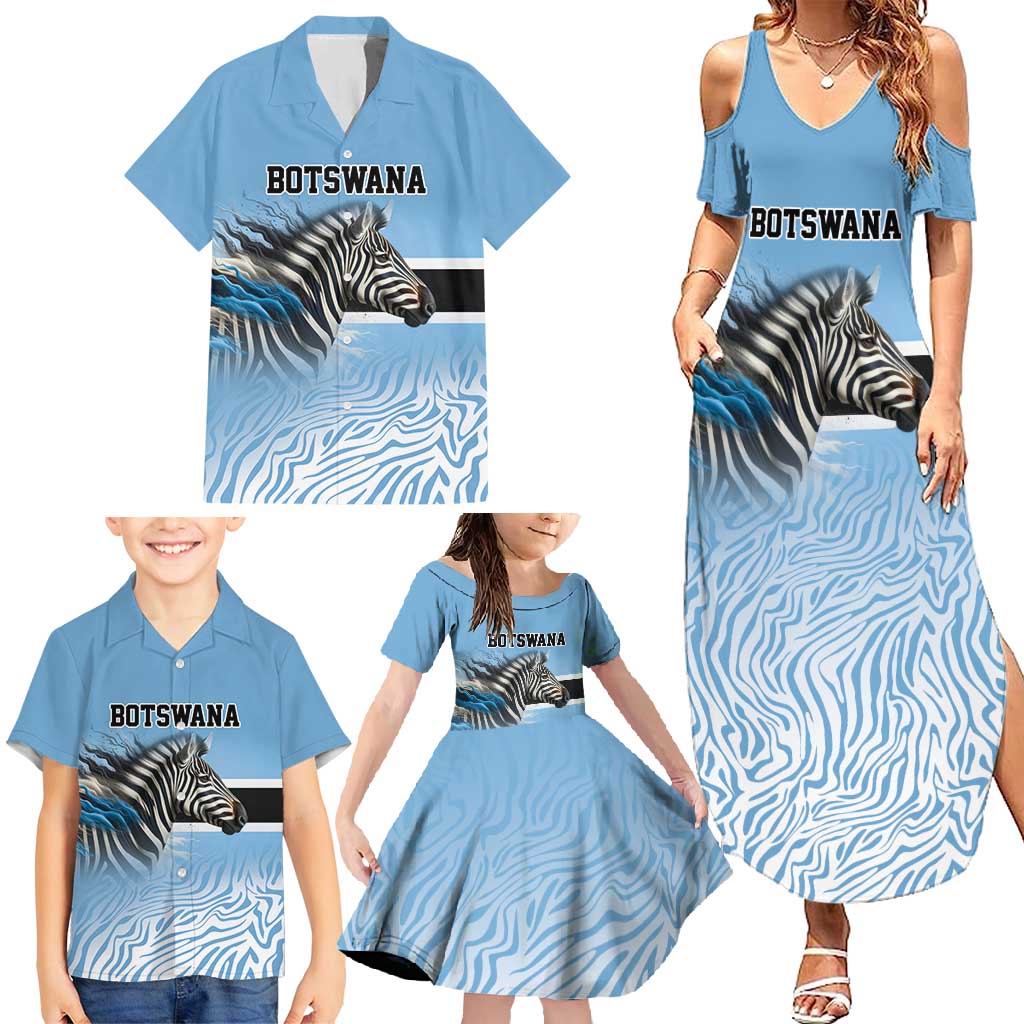 Botswana Independence Day 1966 Family Matching Summer Maxi Dress and Hawaiian Shirt Tribal Zebra Skins Pattern - Wonder Print Shop