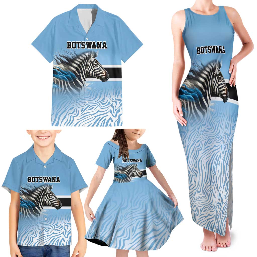 Botswana Independence Day 1966 Family Matching Tank Maxi Dress and Hawaiian Shirt Tribal Zebra Skins Pattern - Wonder Print Shop
