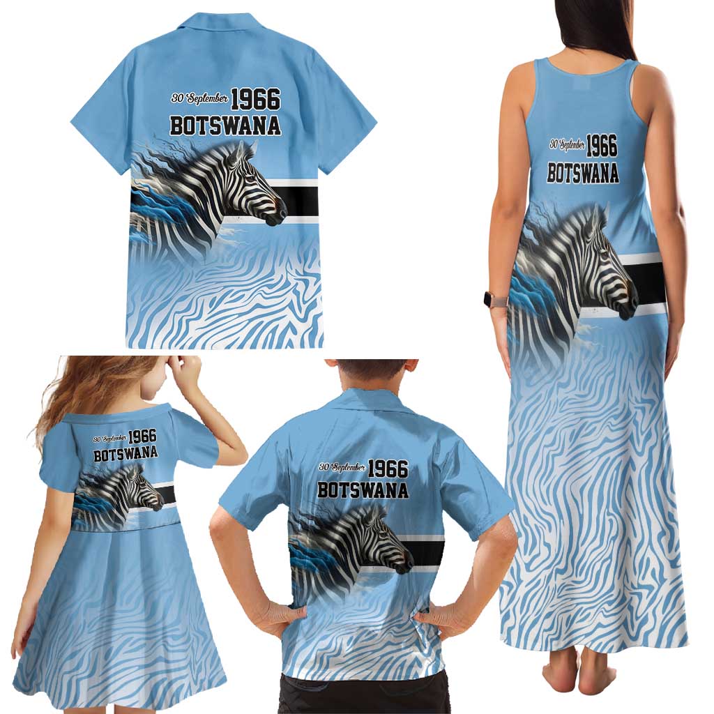 Botswana Independence Day 1966 Family Matching Tank Maxi Dress and Hawaiian Shirt Tribal Zebra Skins Pattern - Wonder Print Shop
