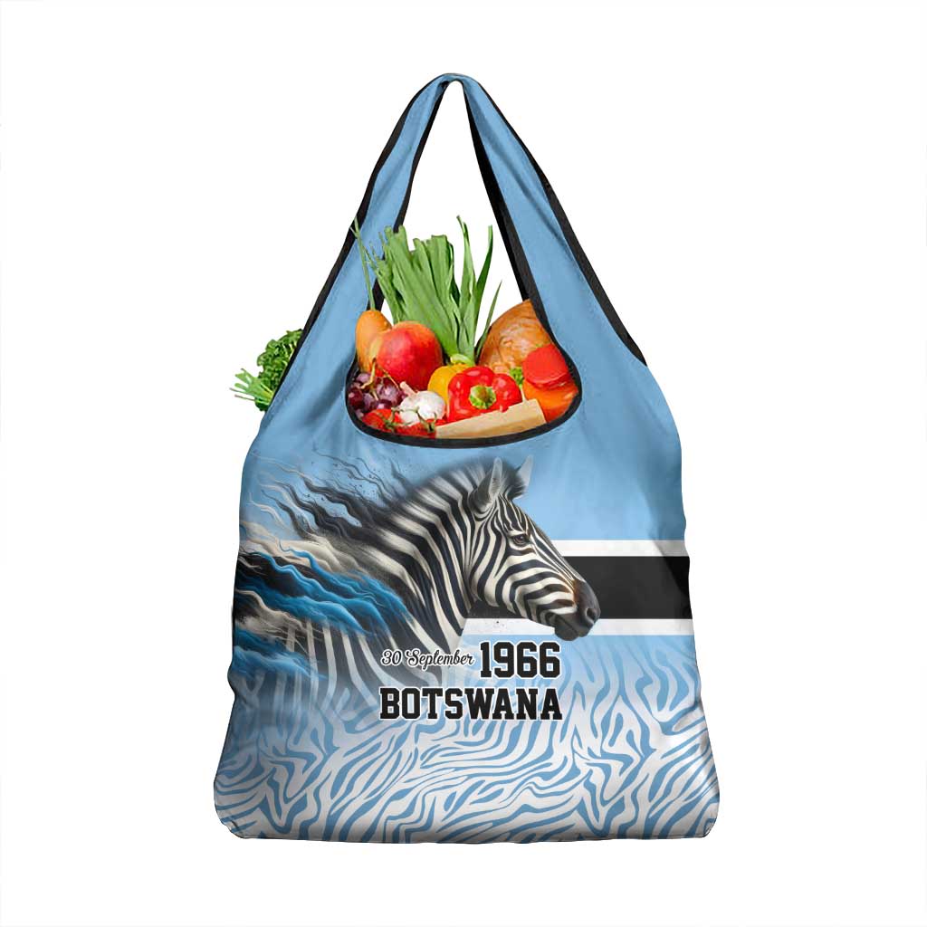 Botswana Independence Day 1966 Grocery Bag Tribal Zebra Skins Pattern - Wonder Print Shop