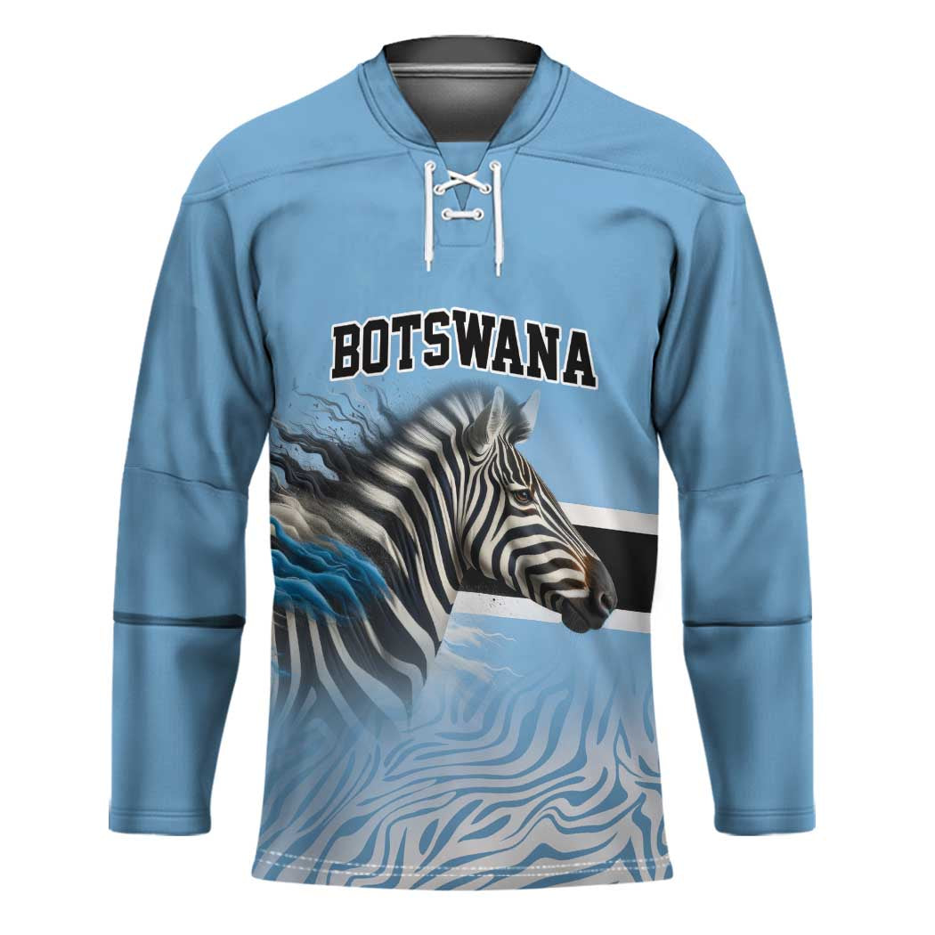 Botswana Independence Day 1966 Hockey Jersey Tribal Zebra Skins Pattern - Wonder Print Shop