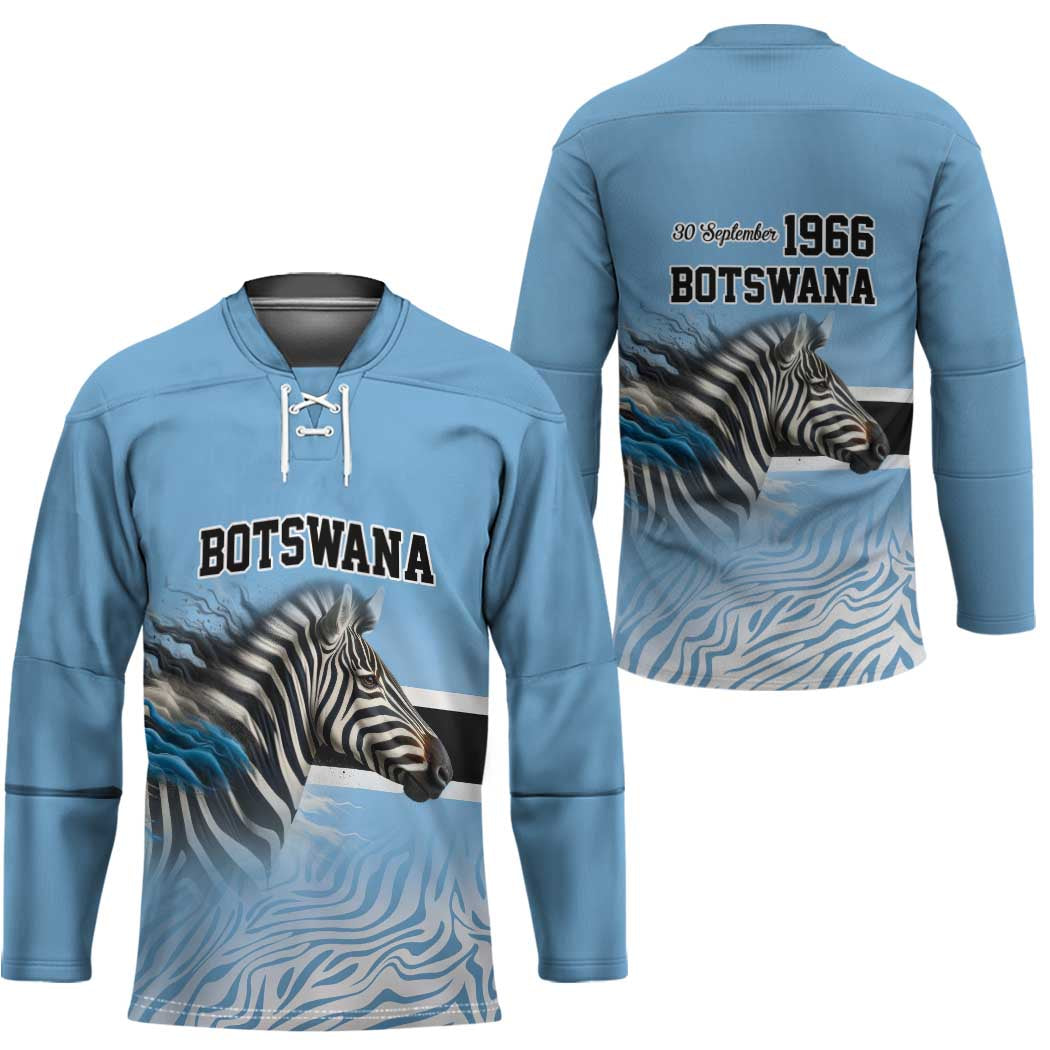 Botswana Independence Day 1966 Hockey Jersey Tribal Zebra Skins Pattern - Wonder Print Shop