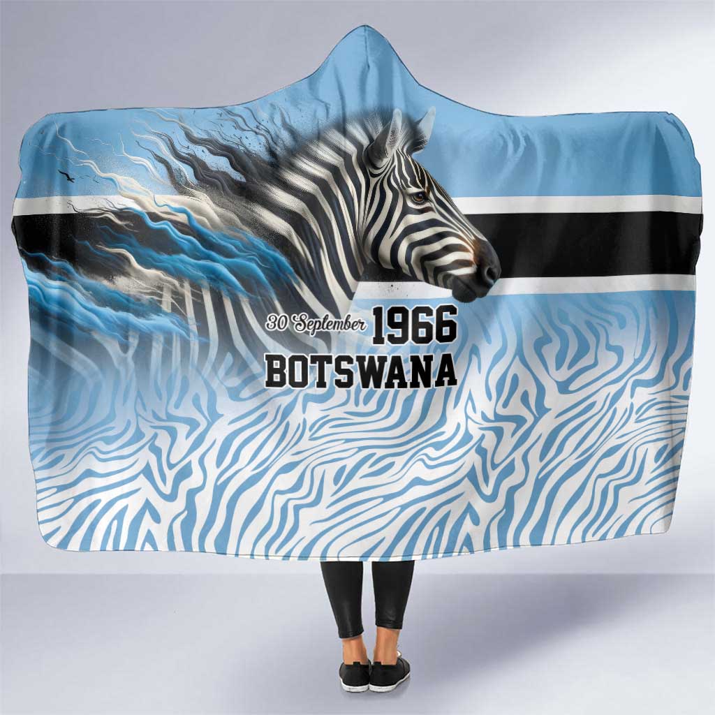 Botswana Independence Day 1966 Hooded Blanket Tribal Zebra Skins Pattern - Wonder Print Shop