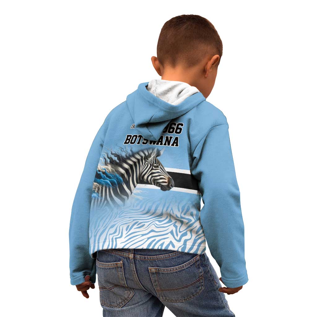 Botswana Independence Day 1966 Kid Hoodie Tribal Zebra Skins Pattern - Wonder Print Shop