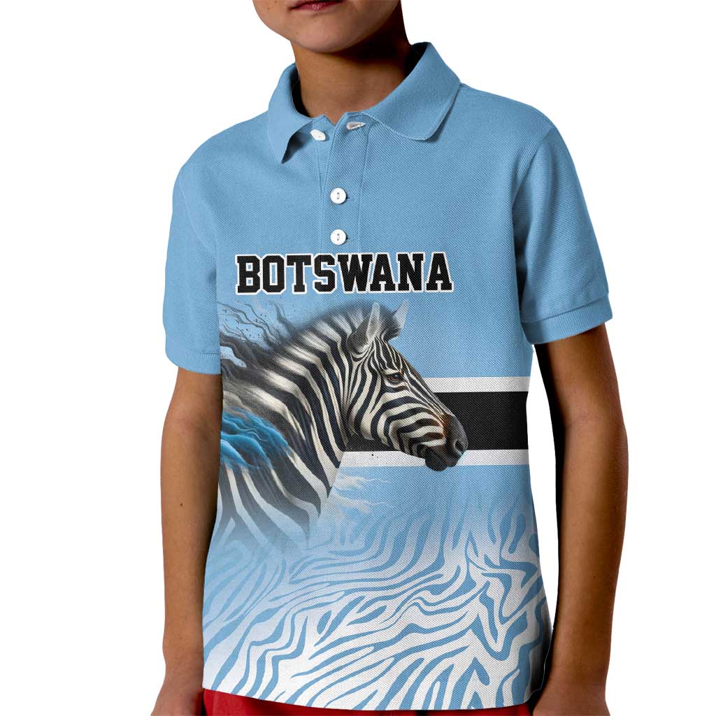 Botswana Independence Day 1966 Kid Polo Shirt Tribal Zebra Skins Pattern - Wonder Print Shop