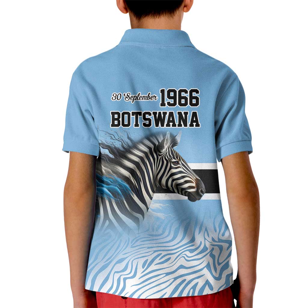 Botswana Independence Day 1966 Kid Polo Shirt Tribal Zebra Skins Pattern - Wonder Print Shop