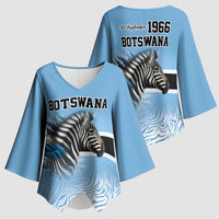 Botswana Independence Day 1966 Kimono Sleeve Blouse Tribal Zebra Skins Pattern - Wonder Print Shop