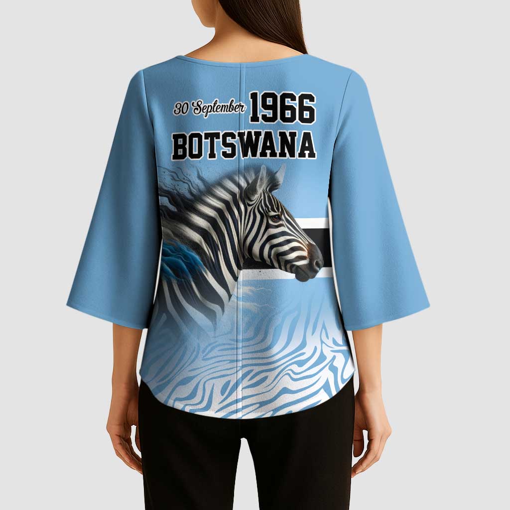 Botswana Independence Day 1966 Kimono Sleeve Blouse Tribal Zebra Skins Pattern - Wonder Print Shop