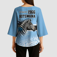 Botswana Independence Day 1966 Kimono Sleeve Blouse Tribal Zebra Skins Pattern - Wonder Print Shop