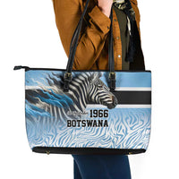 Botswana Independence Day 1966 Leather Tote Bag Tribal Zebra Skins Pattern - Wonder Print Shop