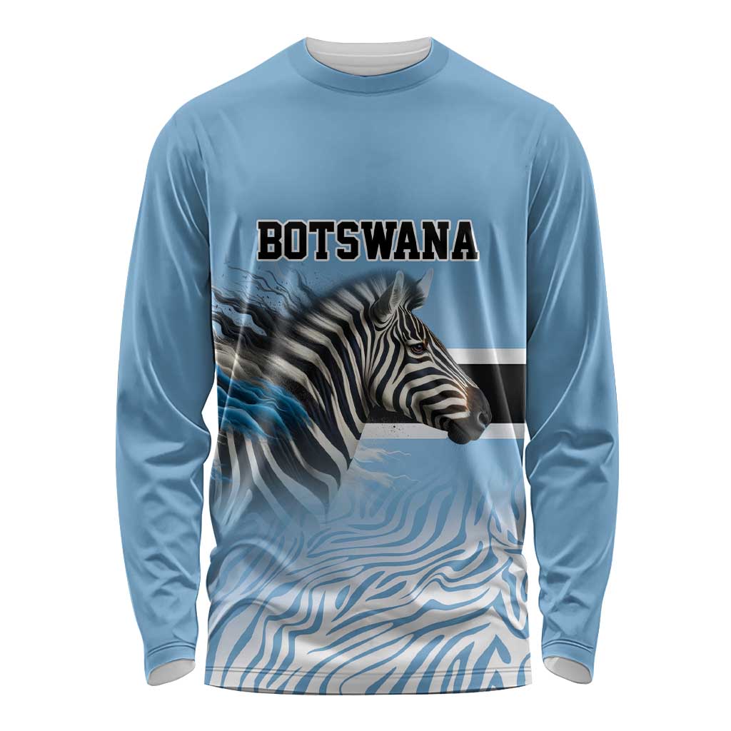 Botswana Independence Day 1966 Long Sleeve Shirt Tribal Zebra Skins Pattern - Wonder Print Shop