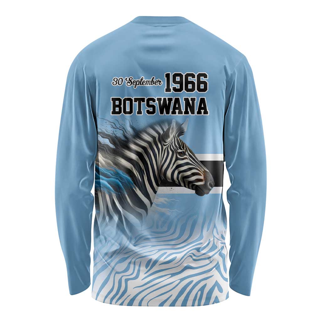 Botswana Independence Day 1966 Long Sleeve Shirt Tribal Zebra Skins Pattern - Wonder Print Shop