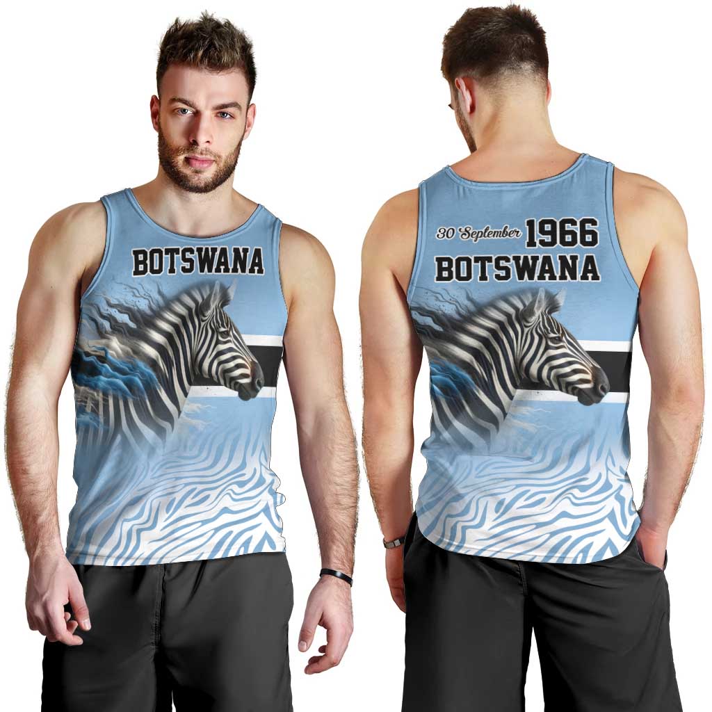 Botswana Independence Day 1966 Men Tank Top Tribal Zebra Skins Pattern - Wonder Print Shop