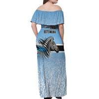 Botswana Independence Day 1966 Off Shoulder Maxi Dress Tribal Zebra Skins Pattern - Wonder Print Shop