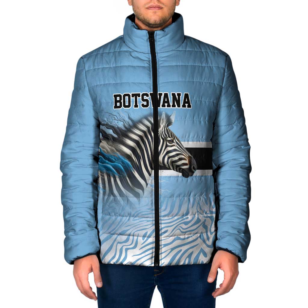 Botswana Independence Day 1966 Padded Jacket Tribal Zebra Skins Pattern - Wonder Print Shop