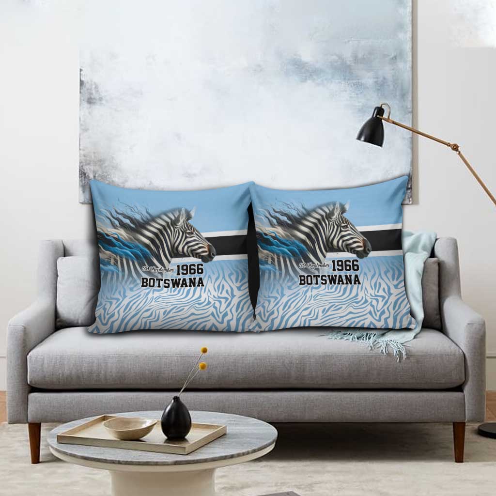 Botswana Independence Day 1966 Pillow Cover Tribal Zebra Skins Pattern - Wonder Print Shop