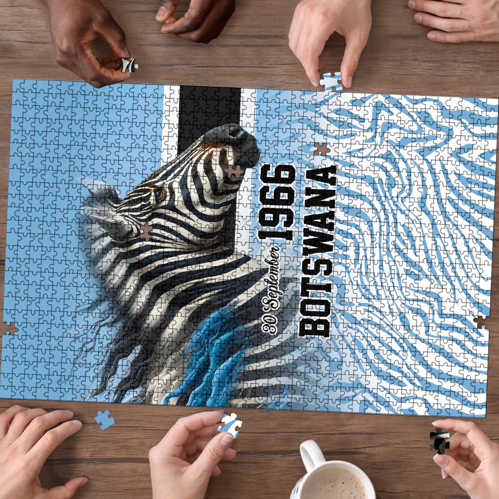 Botswana Independence Day 1966 Puzzle Tribal Zebra Skins Pattern - Wonder Print Shop